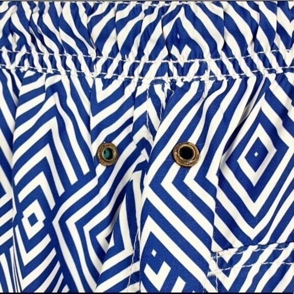Retromarine‎ New York Boys Size Medium Geometric Blue Boys Swim Trunks with Mesh - Picture 7 of 14
